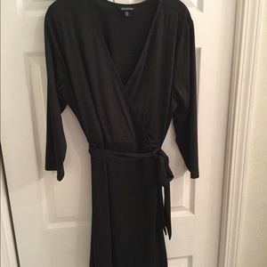 Black knit wrap dress